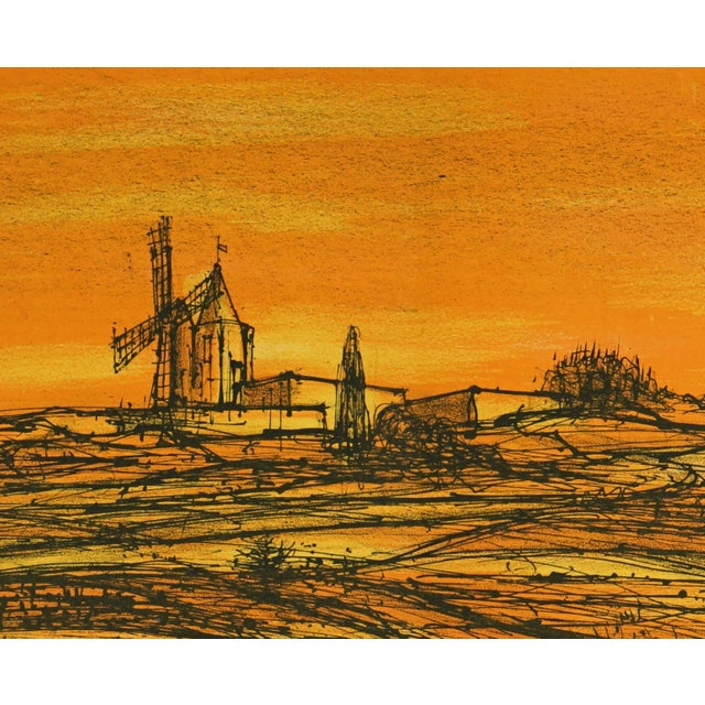 Original lithograph by Jean Carzou, "Le Moulin De Daudet" (Daudet's Windmill in the town of Fontvieille, Provence,...
