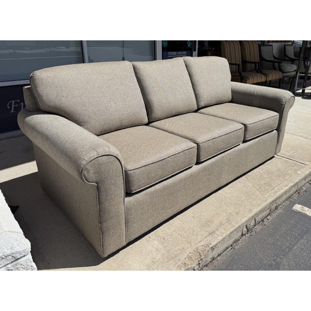 American Hickory-Fry Light Brown Upholstered Sofa For Sale - Image 3 of 16