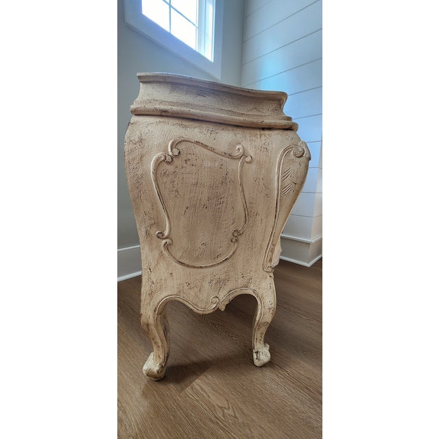 Late 20th Century Grand French Provincial Cream Bombé Commodes, Pair For Sale - Image 14 of 16