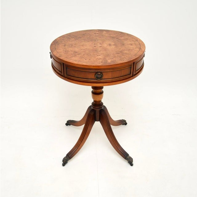 Regency Style Burr Walnut Drum Table, 1930s For Sale - Image 9 of 9
