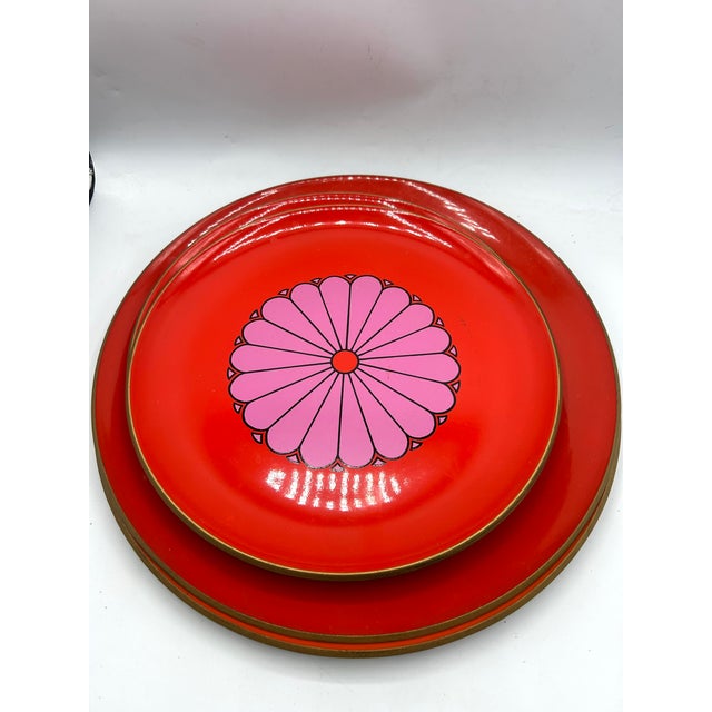 Vintage CTO Japan Melamine Flower Power Plates and Serving Platters, Set of 10 For Sale - Image 10 of 17