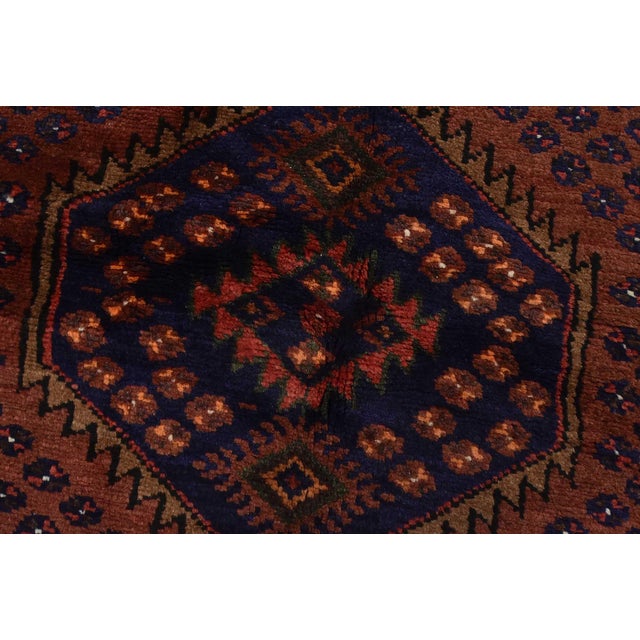 Textile Zanjan Rug 4'5'' X 7'5'' Red Wool Vintage Tribal Hand-Knotted Oriental Carpet For Sale - Image 7 of 12