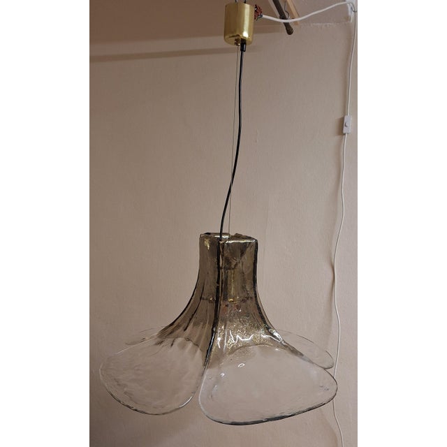1970s Vintage Brass and Tinted Murano Glass Pendant by Carlo Nason for Mazzega, 1970s For Sale - Image 5 of 8