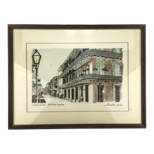 Framed French Quarter Original Lithography Circa 1975