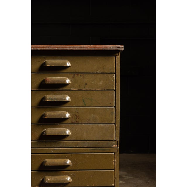 Wood Vintage Ten Drawer Flat File With Hairpin Legs For Sale - Image 7 of 8