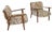 Mid-Century Modern Wooden and Floral Fabric Armchairs, 1960s, Set of 2 For Sale
