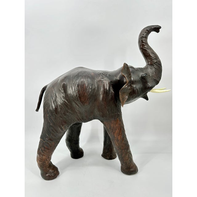 Brown Leather Elephant With Glass Eyes For Sale - Image 8 of 10