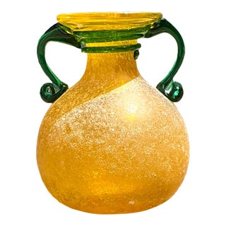 Vintage Italian Hand Blown Glass Vase For Sale