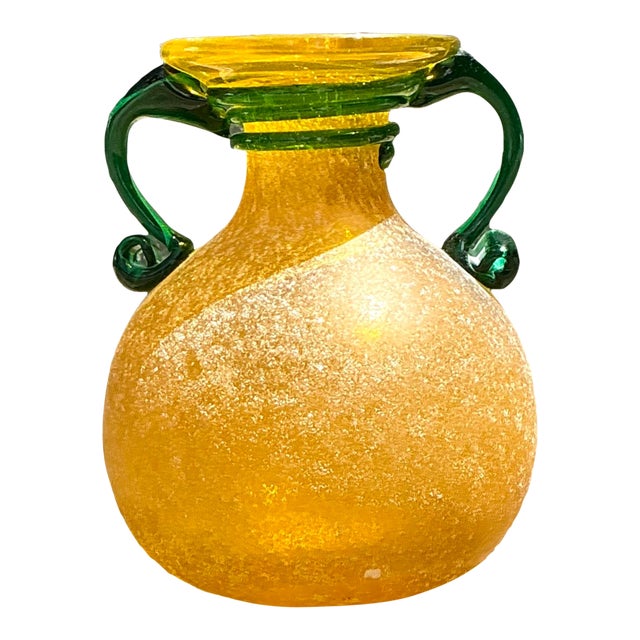 Vintage Italian Hand Blown Glass Vase For Sale