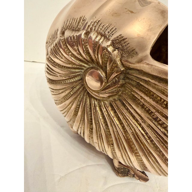 Mid-Century Modern Rosenthal Netter Brass Seashell Nautilus Planter or Cachepot For Sale - Image 3 of 12