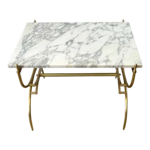 Mid 20th Century Italian Mid-Century Modern Carrara Marble & Brass Coffee/Side Table