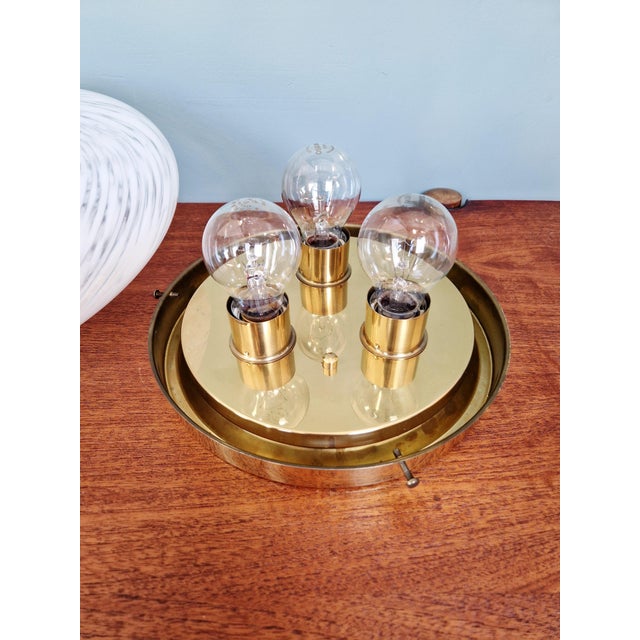 Ceiling Light in Brass and White Murano Glass, Hillebrand Lightning, 1970s from Hillebrand Lighting For Sale - Image 16 of 18