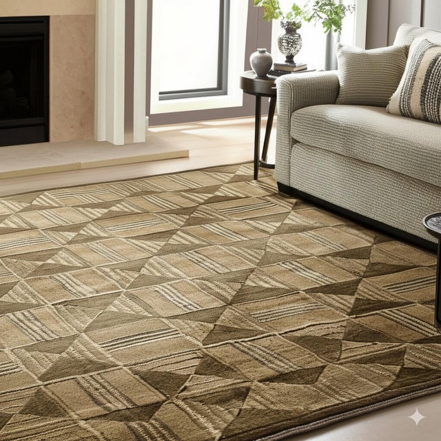 2020s 8x10 Sumptuous Giselle Brown Traditional Geometric Hand Knotted Wool Carpet Rug For Sale - Image 5 of 5