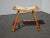 Vintage French Country Oak Saddle Style Seat W Floral Fabric Stool Bench For Sale - Image 4 of 13