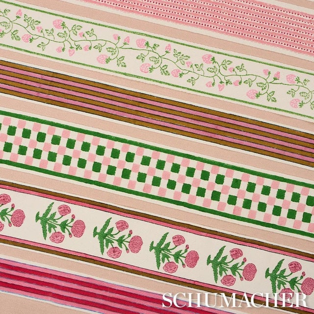 Schumacher SAMPLE - Schumacher x Molly Mahon Poppy Hand Block Trim In Pink For Sale - Image 4 of 4