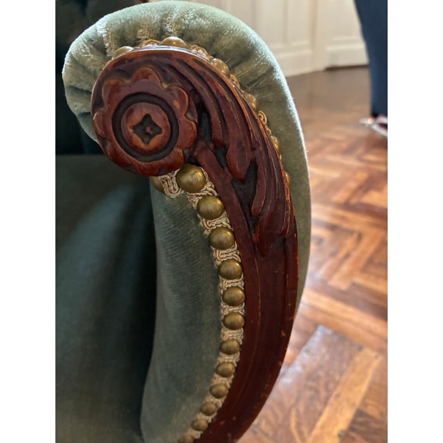 Green Mid 20th Century Wingback Chairs Attributed to Grosfeld house For Sale - Image 8 of 9