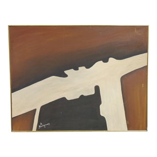 "Intersection" - Mid 20th Century Abstract Oil on Canvas Signed Original For Sale