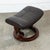 1960s Mid Century Danish Modern Ottoman Stool Brown Leather Attributed to Ekornes Metal Swivel MCM For Sale - Image 9 of 11