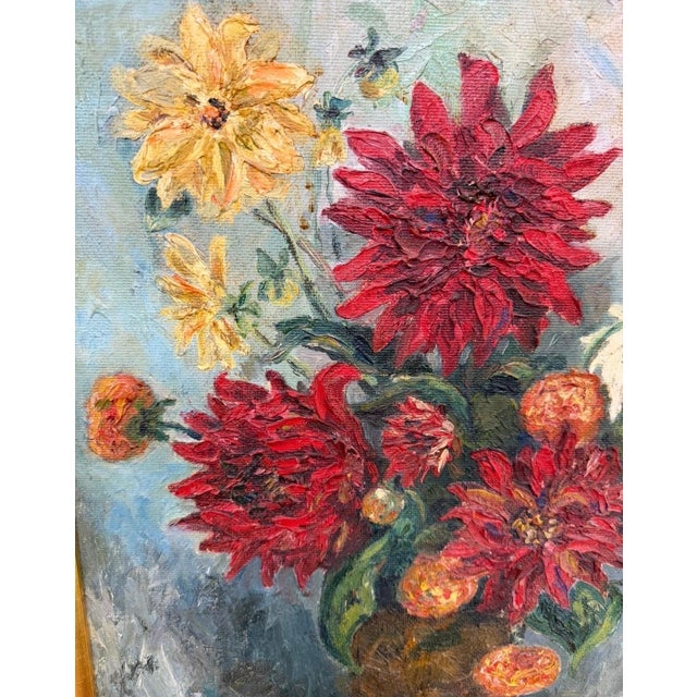 1960s Vintage Original Oil Painting by H. Espeland – Still Life of Flowers - Coa For Sale - Image 5 of 7