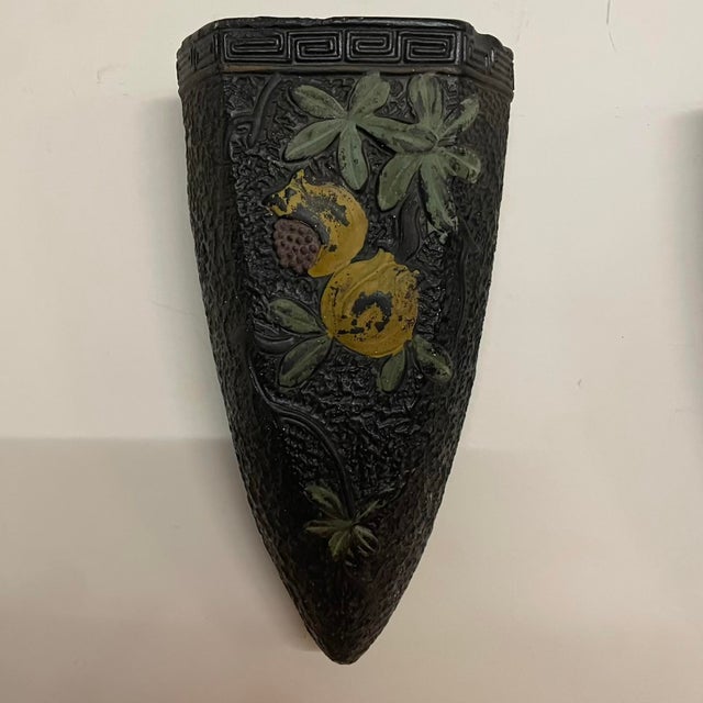 Mid 20th Century Pair of Mid-Century Japanese Wall Pockets With Pomegranate Motif For Sale - Image 5 of 10