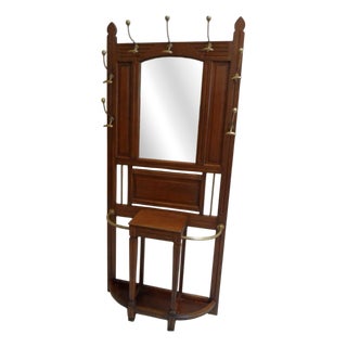 Antique Oak Standing Coat Rack, 1890s For Sale