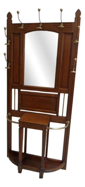 Antique Oak Standing Coat Rack, 1890s