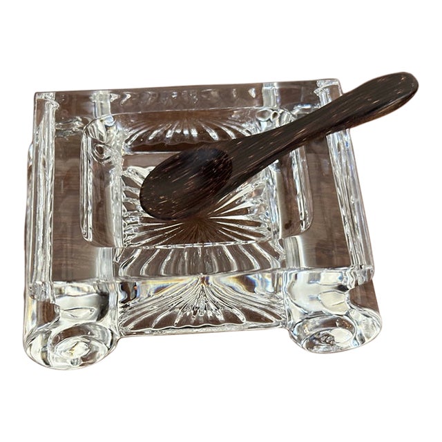 1990s William Yeoward June Crystal Salt Cellar With Wooden Spoon For Sale