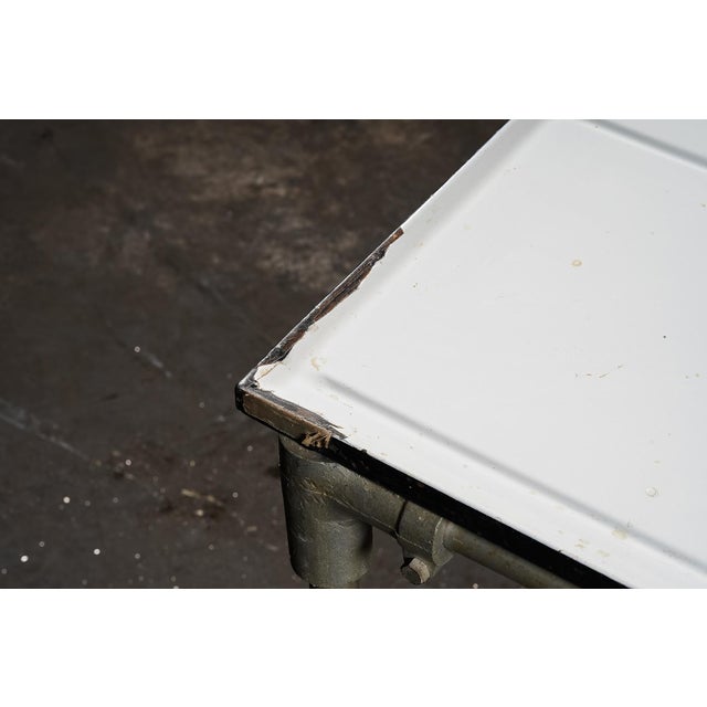 Ceramic Vintage Industrial Rolling Porcelain Embalming Table For Sale - Image 7 of 8