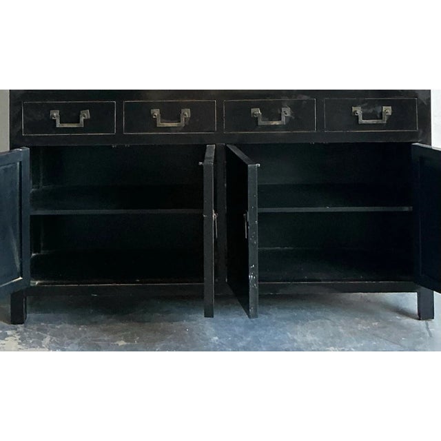 Vintage Asian Black Lacquered Credenza For Sale In West Palm - Image 6 of 7