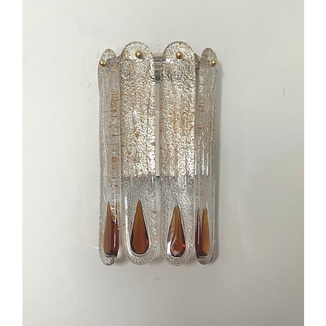 Gold Italian Amber Murano Glass Wall Sconces from Mazzega, 1970s, Set of 4 For Sale - Image 8 of 13