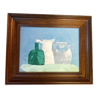 1970’s Abstract Modernist Assorted Vases Still Life Painting For Sale