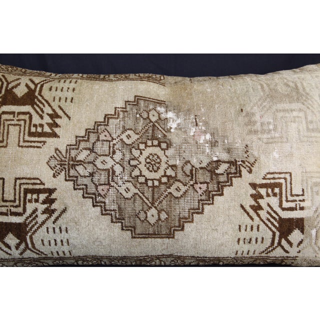 Textile Classic Turkish Oushak Rug Lumbar Pillow – Handwoven Vintage Rug Cushion Case -19'' X 33'' For Sale - Image 7 of 10