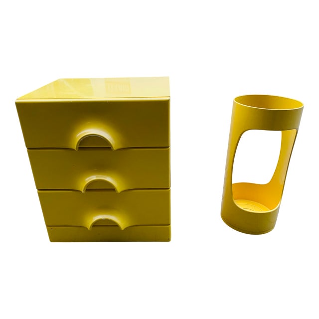 Mid-Century Space Age Quadro Dresser and Umbrella Stand by Jürgen Lange for Schönbuch, 1960s, Germany, Set of 2 For Sale