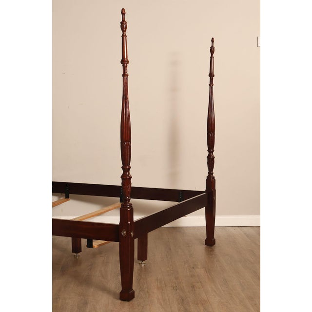 Brown Craftique Mebane Rice Traditional Mahogany King Four Poster Bed For Sale - Image 8 of 18