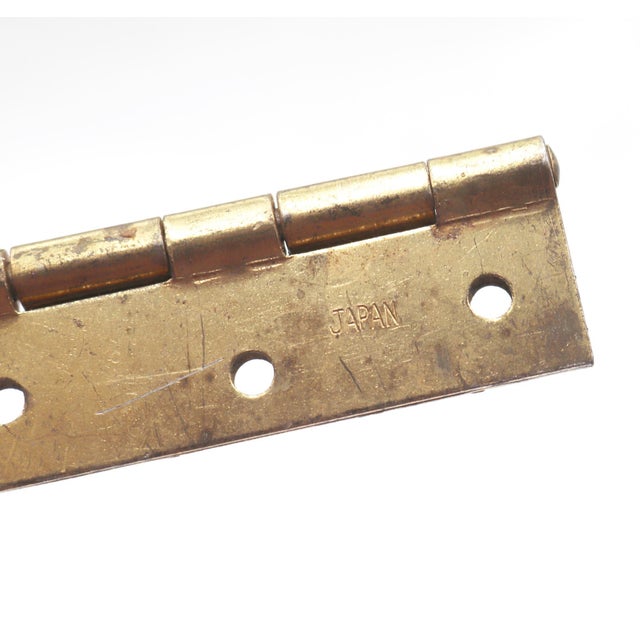 Pair of Vintage 1.875 X 3 In. Brass Plated Steel Cabinet Door Hinges For Sale - Image 4 of 5
