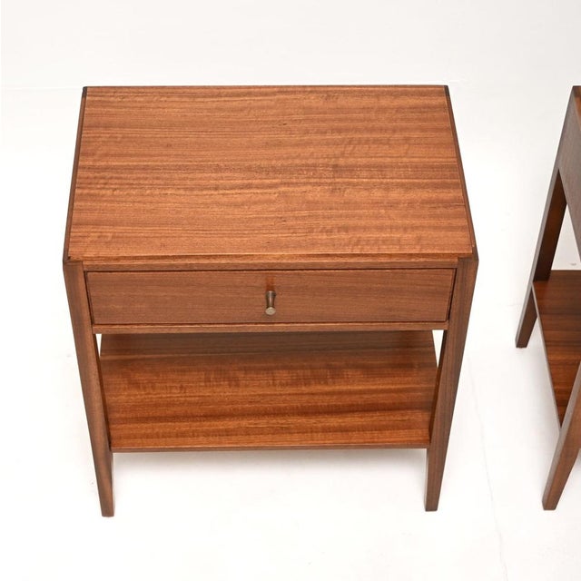 Wood Vintage Bedside Tables from Loughborough, 1950s, Set of 2 For Sale - Image 7 of 11