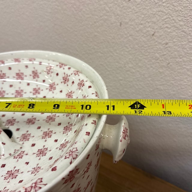 1900s English Large Transfer- Ware Red and White Lidded Vessel. For Sale - Image 11 of 11