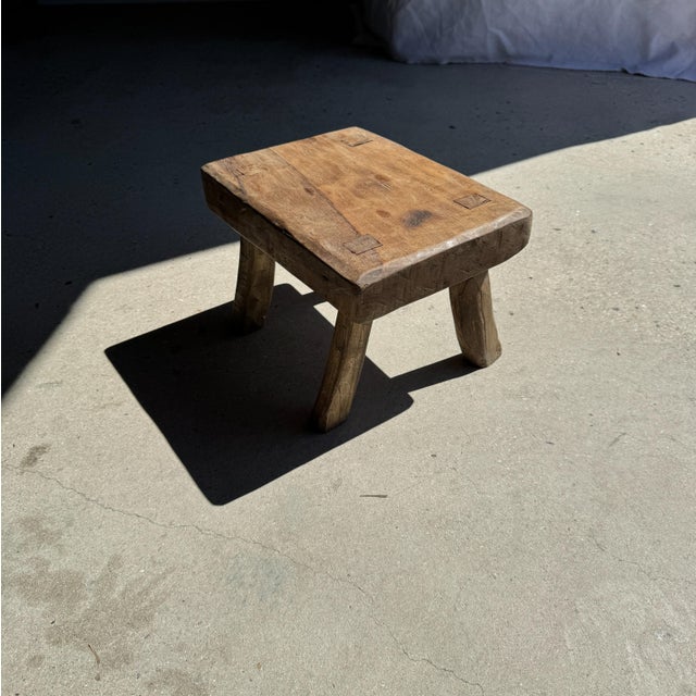 Small Wabi-Sabi Style Oval Teak Occasional Stool, 1980s For Sale - Image 9 of 12