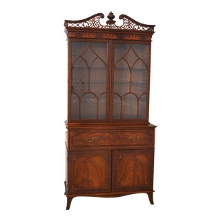 John Widdicomb Chippendale Mahogany Secretary Desk Bookcase For Sale