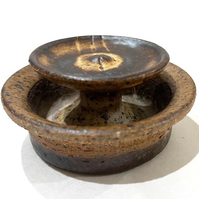 1970's Striped Stoneware Covered Storage Jar - Ken Edwards Montana Potter For Sale - Image 9 of 15