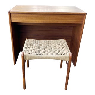 1960s Mid Century Danish Vanity Table with Stool - 2 Pieces For Sale