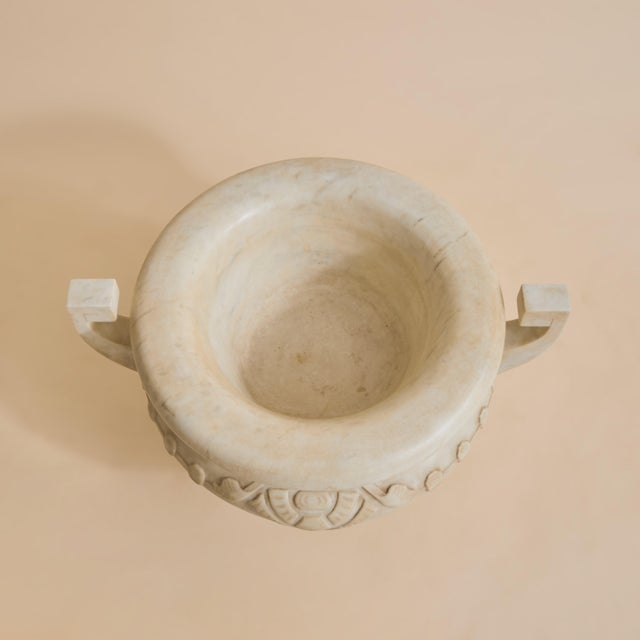 19th Century Italian Neoclassical Carrara Marble Urn For Sale In Chicago - Image 6 of 10
