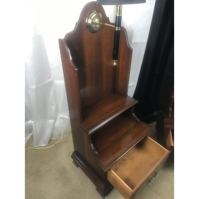 Curved Willett Tall Walnut Nightstands With Lights, Mid-Century Modern - Set of 2, 1938 For Sale - Image 11 of 12