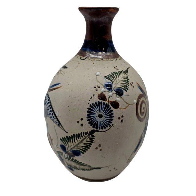 VTG Tonala Vase Mexico Art Pottery Nahual Shapeshifter Cat Bird Signed 9.5" For Sale - Image 4 of 7