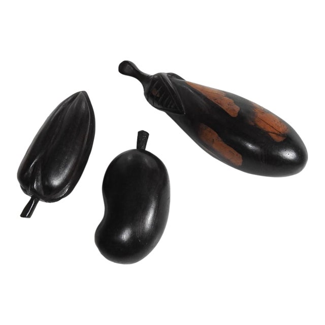 Collection of Carved Wood Fruit - Set of 3 For Sale
