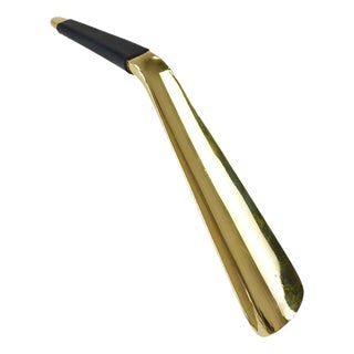 Vintage Brass Shoehorn with Leather Handle by Carl Auböck, Vienna, 1950s For Sale