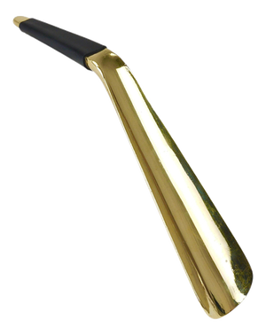 Vintage Brass Shoehorn with Leather Handle by Carl Auböck, Vienna, 1950s