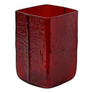 Swedish Red Glass Vase by Christer Sjögren for Lindshammar, 1960s For Sale