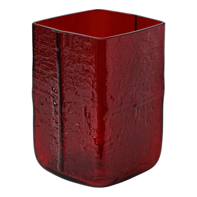 Swedish Red Glass Vase by Christer Sjögren for Lindshammar, 1960s For Sale