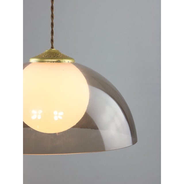 Mid-Century Modern Space-Age Italian Brass, Opaline and Acrylic glass Pendant Lamp For Sale - Image 3 of 18